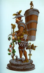 Tysk bordpynt af emaljeret og forgyldt kobber, slutningen af 1500-tallet, 1870.