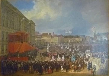 Hyldest til Friedrich Wilhelm IV foran Berlins byslot