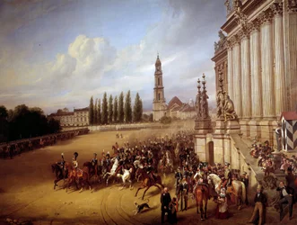 Parade i Postdam. Maleri af Franz Kruger (1797-1857) ec alle.