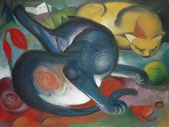 To katte, blå og gule, 1912.