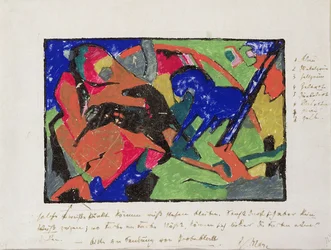To heste, 1911-12 (håndfarvet tryk)