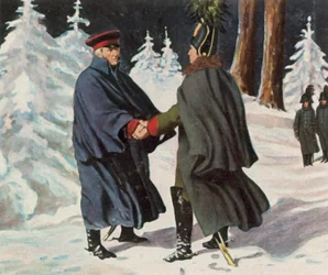 Forhandlinger mellem Yorck og den russiske general Diebitsch, 25. december 1812 (forstærket farvelitografi)