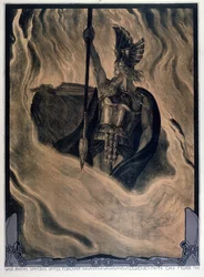 Odin Calling Up the Fire, ca. 1914 (farve litho)