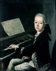 Portræt af Carl Graf Firmian ved klaveret, tidligere anset for at være Wolfgang Amadeus Mozart (1756-91)