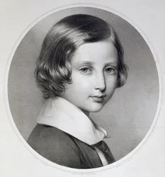 Albert, Prince of Wales (1841-1910), original graveret af Thomas Fairland, udgivet af M. und N. Hanhart, 1852 (litografi)