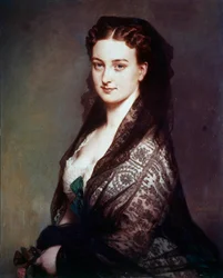 Det ukendte har mantillen Maleri af Franz Xavier Winterhalter (1806-1873). 1869. Dim. 0,80 X 0,65 m. Compiegne, slotsmuseum
