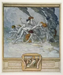 Illustration fra Dantes „Den Guddommelige Komedie“, Inferno, sang XXX: 22, 1921