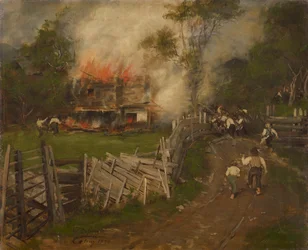 Det brændende Seppenhaus i Reith