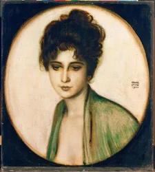 Franz von Stuck, portræt af fru Feez / maleri, 1900