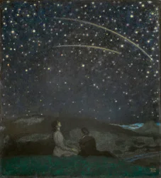Stjerneskud (Franz og Mary von Stuck) - Shooting Stars (Franz og Mary Stuck), af Stuck, Franz, Ritter von (1863-1928). olie på træ