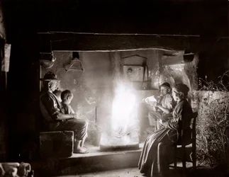 Bondefamilie nær Firenze, ca. 1900 (glasplade)