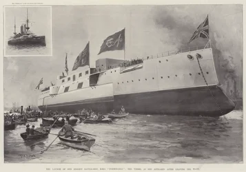 Lanceringen af vores største slagskib, HMS Formidable, fartøjet, som hun dukkede op efter at have forladt Ways