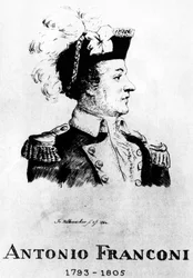 Cirkus: Eau forte af Frédéric Hillemacher, portræt af Antonio Franconi (1793-1805) - i “The Franconi Circus””.