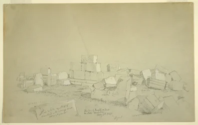 Tegning, Abels grav på bjerget over Suk Wadi, 4. maj 1868