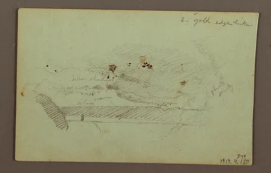 Tegning, Amerikanske vandfald under en overskyet himmel, Niagarafloden, muligvis 1856