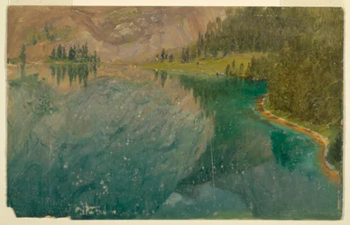 Tegning, Apline-søen, Bayern eller Schweiz, 1868