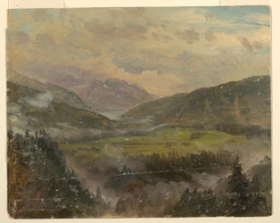 Tegning, Apline-landskab (Bayern eller Schweiz), 1868