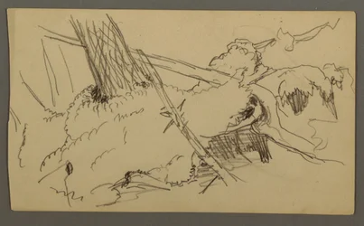 Tegning, Basis af træ, kampesten, muligvis 1877