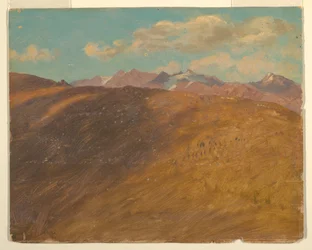 Tegning, de bayerske eller schweiziske alper, 1868