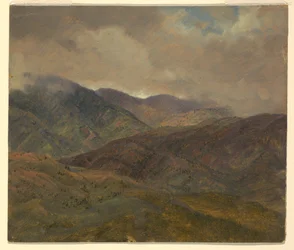 Tegning, Blå bakker og grå skyer, Jamaica, maj-august 1865