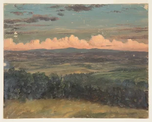 Tegning, Catskills fra Hudson, New York, 1870-80