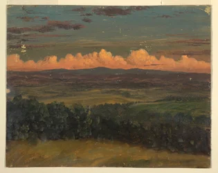 Tegning, Catskills fra Hudson, New York, 1870-80