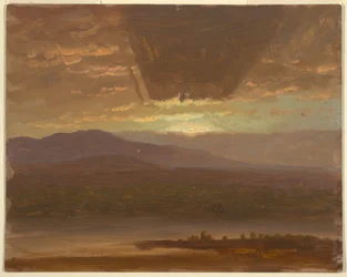 Tegning, Catskills fra Hudson, New York, 1870