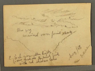 Tegning, Jungfrau med skydække, Interlaken, Schweiz, august 1868