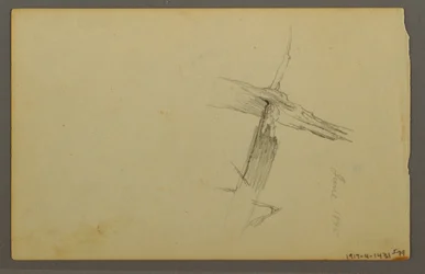 Tegning, studie af skyer, bjergside, 1844