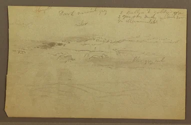 Tegning, Skystudie over bakker, 1860
