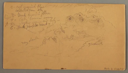 Tegning, studie af skyer, muligvis 1874