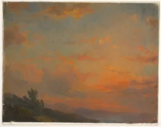 Tegning, Skystudie, solnedgang, 1850-60