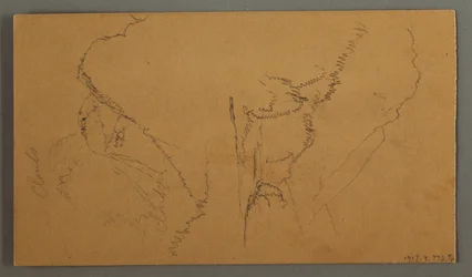 Tegning, Skyer over bjergtoppe, muligvis 1868