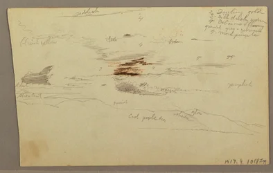 Tegning, Skyer over bjergkæden, 1863