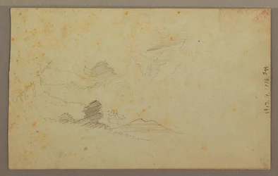 Tegning, overskyet himmel over dalen, juli 1863