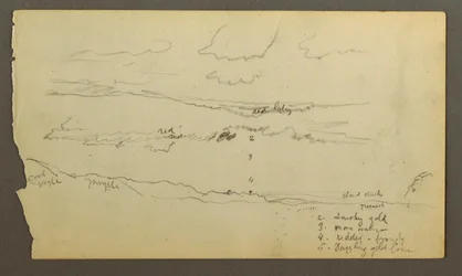 Tegning, Skyet himmel over dal (Maine), muligvis 1860
