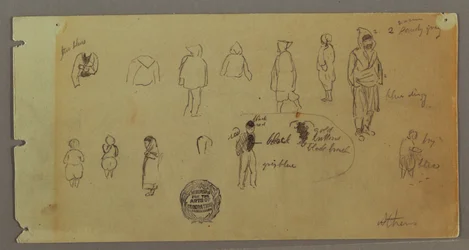 Tegning, Kostume- og figurskitser, muligvis 1869