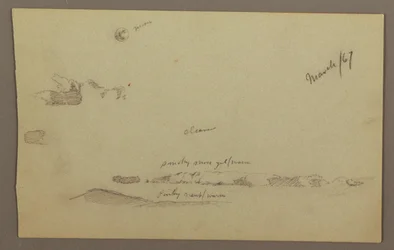 Tegning, fuldmåne, skyer, 1860
