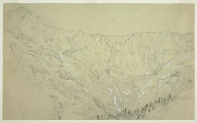 Tegning, Great Basin, Mt. Katahdin, ca. 1877