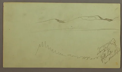 Tegning, bjergkæde over en slette, muligvis 1868