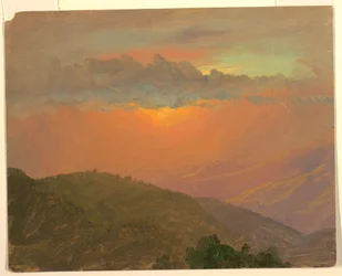 Tegning, Hilltop ved solnedgang, juli 1865