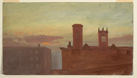 Tegning, Housetops/Hudson, ca. 1867