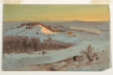 Tegning, Hudson Valley, New York om vinteren, 1869-70