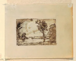 Tegning, Imaginært landskab med, ca. 1870-73
