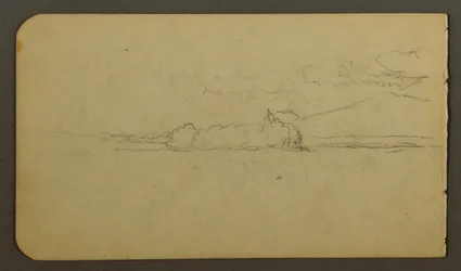 Tegning, søen kigger mod Mt. Katahdin, 1878