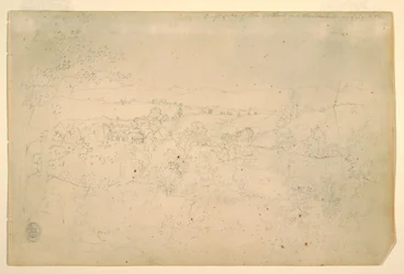 Tegning, landskab, juli 1844