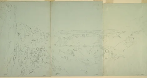 Tegning, Landskab i El Yeman, 1868