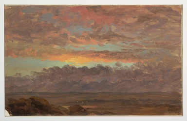 Tegning, Looking Across the Hudson Valley, New York, ca. 1867