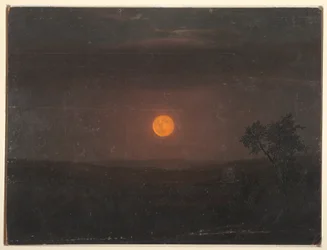 Tegning, Måneskin, Churchs gård, ca. 1865