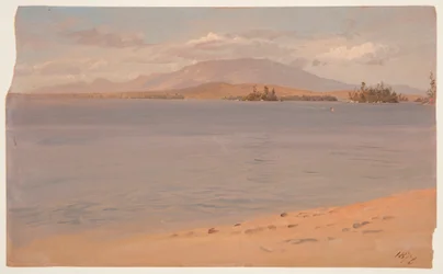 Tegning, Mount Katahdin fra Lake Millinocket, 1878